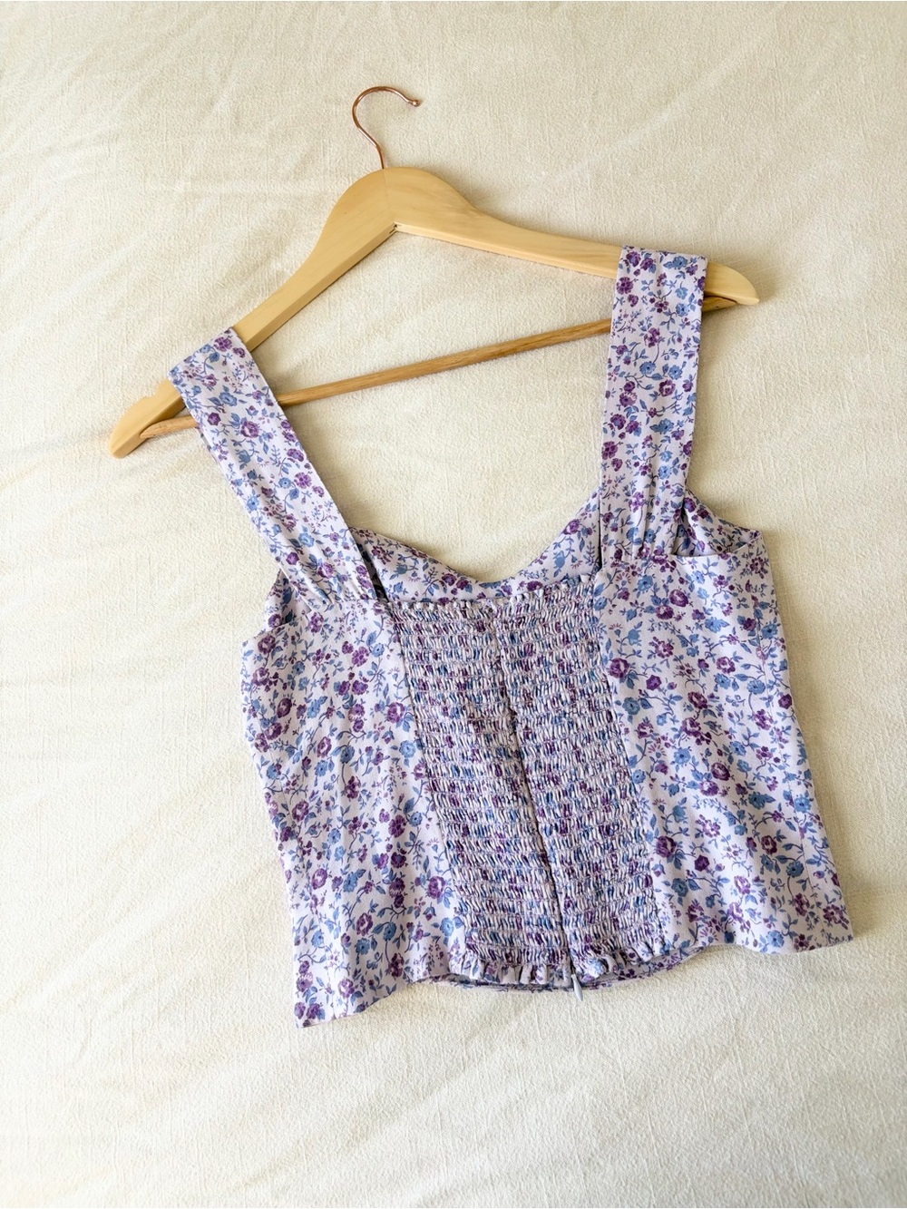 Reformation | Floral Lavender Square Neck  Tank Top - Picture 2 of 3